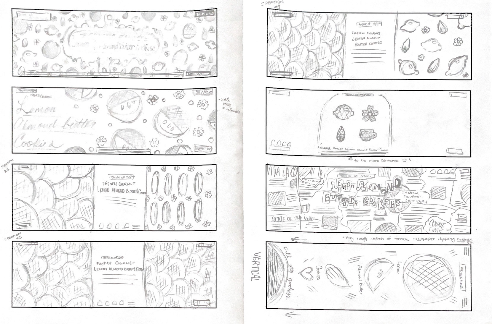 One of the pages of sketch iterations.