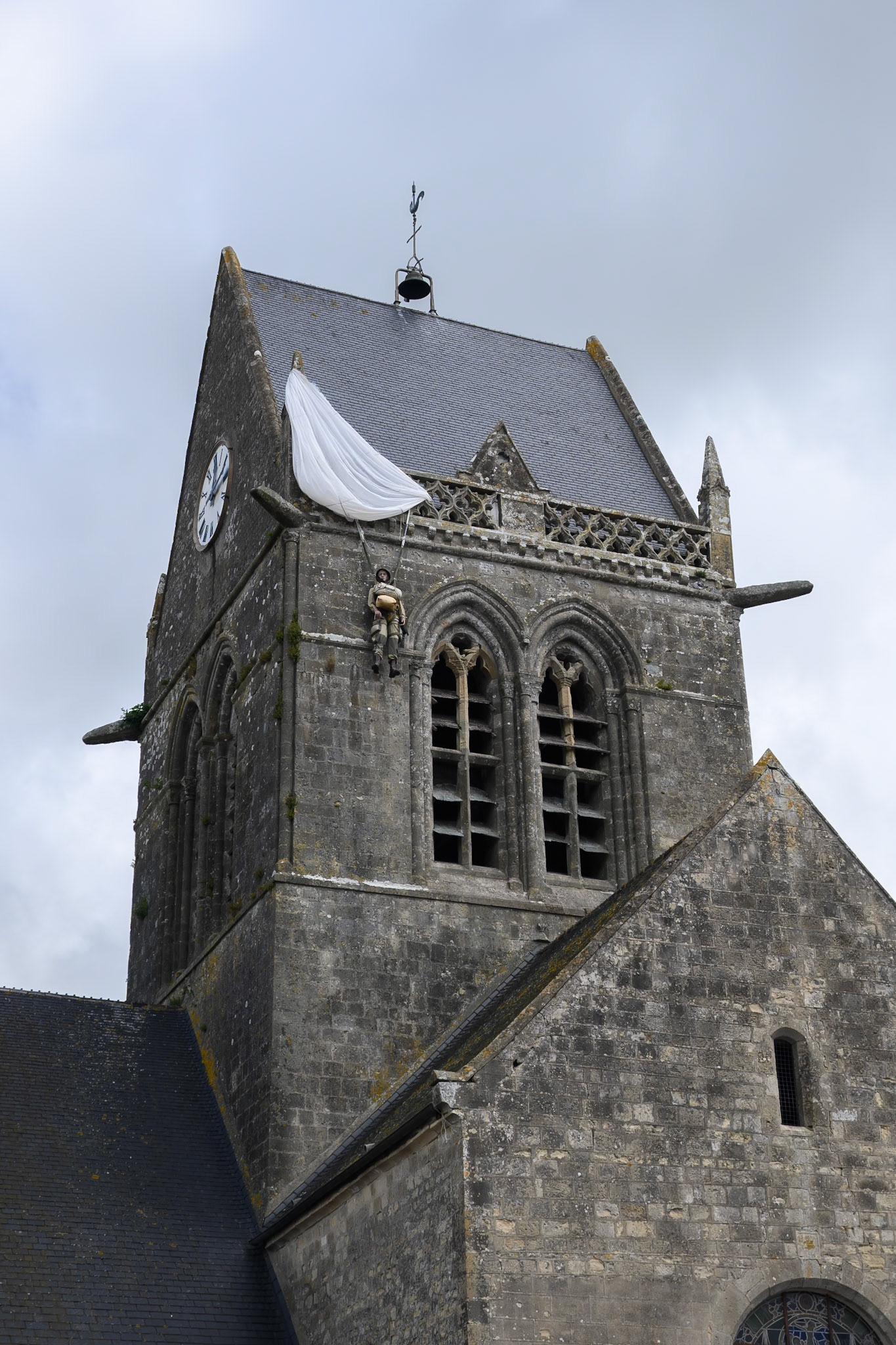 The paratrroper on the church of Sainte-Mère-Église