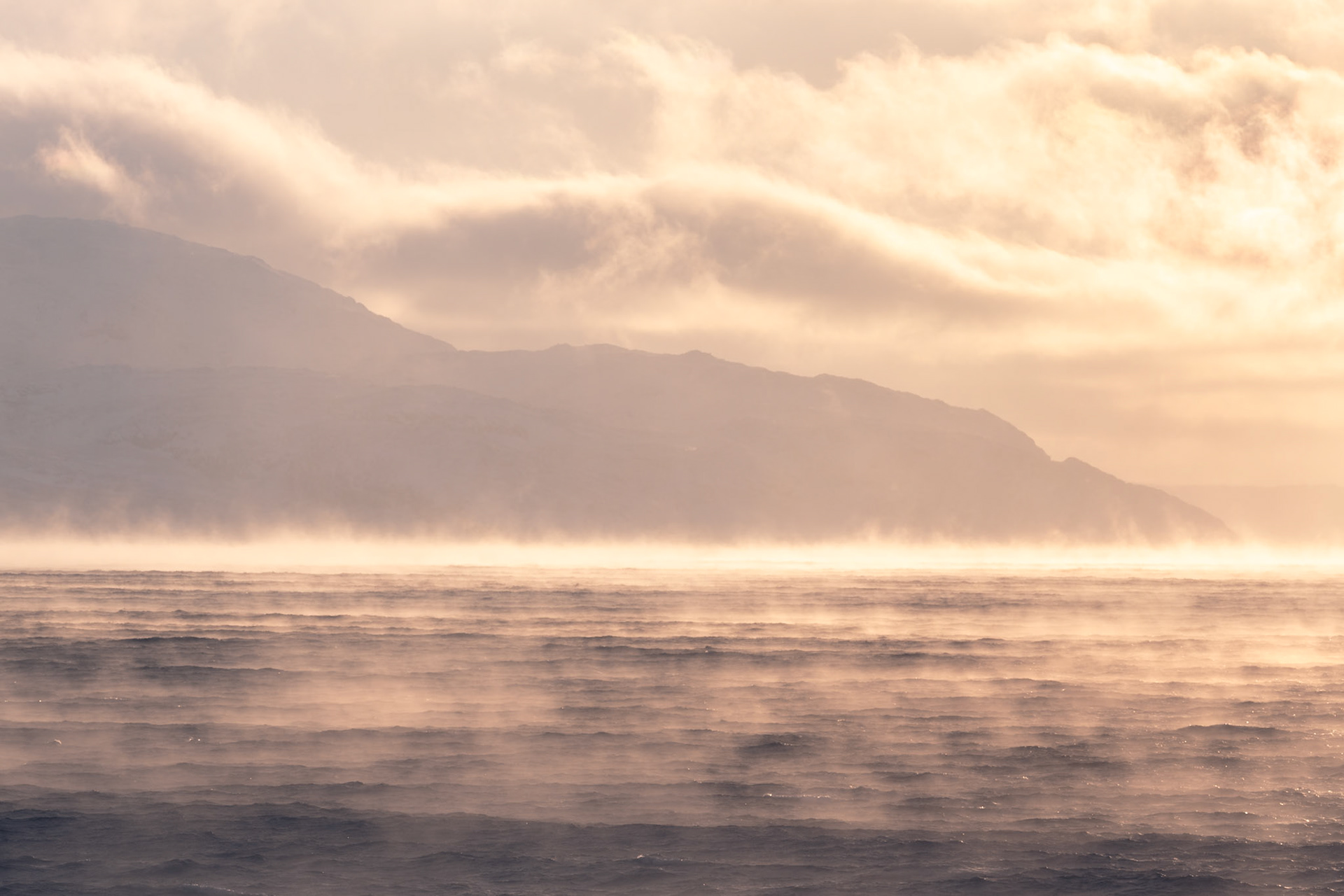 Mist on the fjord, leaving Kirkenes