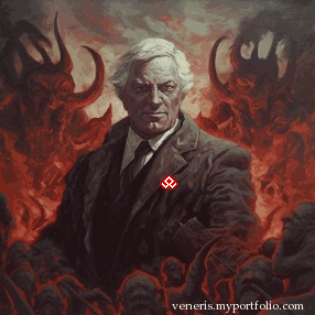 Midjourney Prompt: "Serrano surrounded by demonic forces contained within Kali Yuga" 381 layers