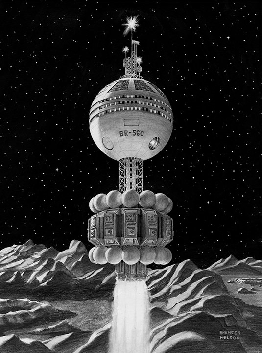 "Moonship Cruiser" Graphite 9x12