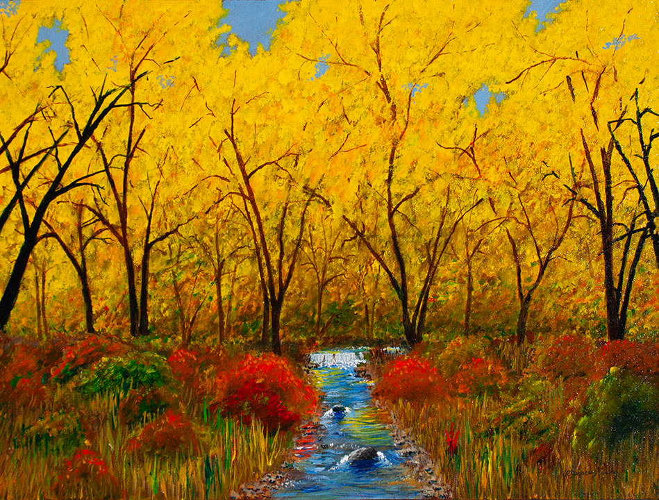 "Cottonwood Creek" Acrylics 18x24 SOLD