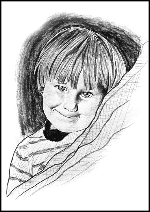 "Boy with Blanket" Graphite on Paper