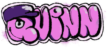 A logo for Quinn, in the style of a graffiti tag.