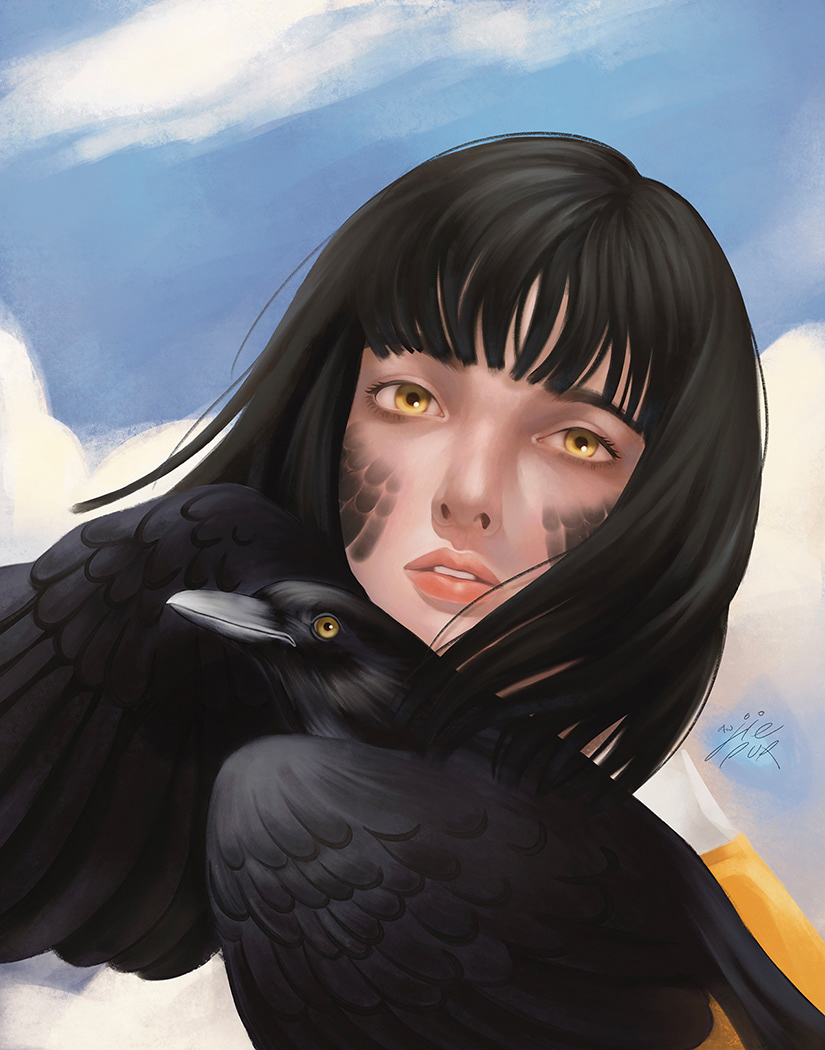 Raven, digital drawing, 2021