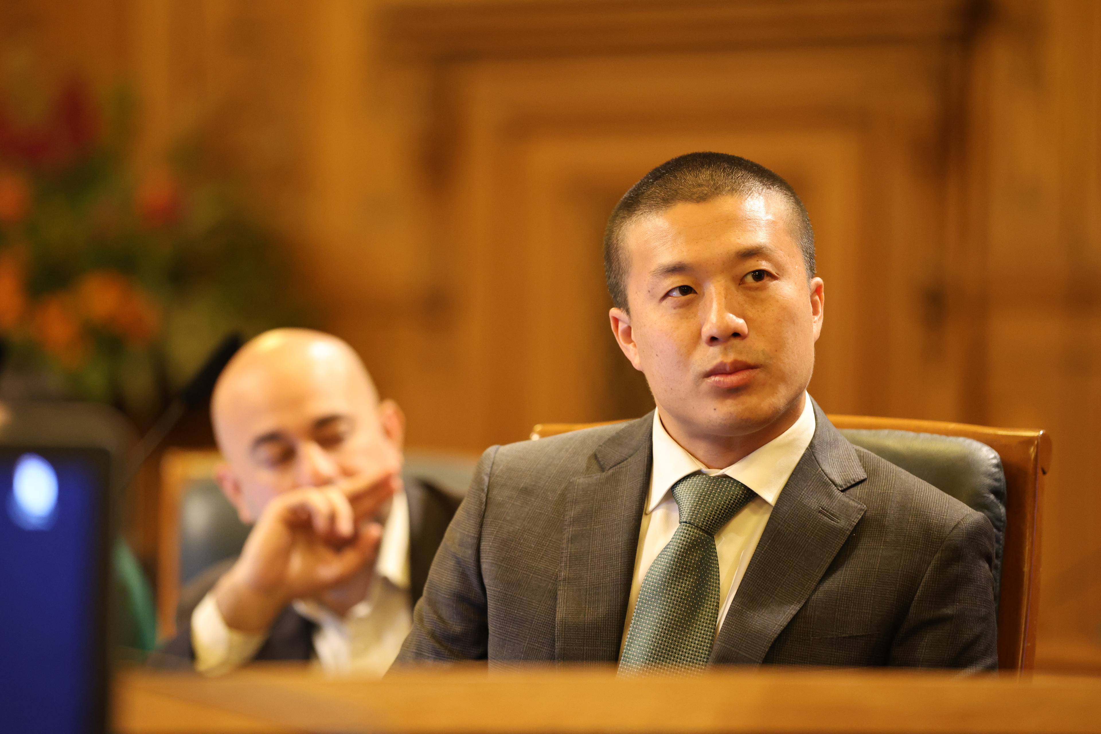 San Francisco District 4 Supervisor Alan Wong listens to colleagues during a board of supervisors meeting on March 17, 2026. Photo by Klyde Java.