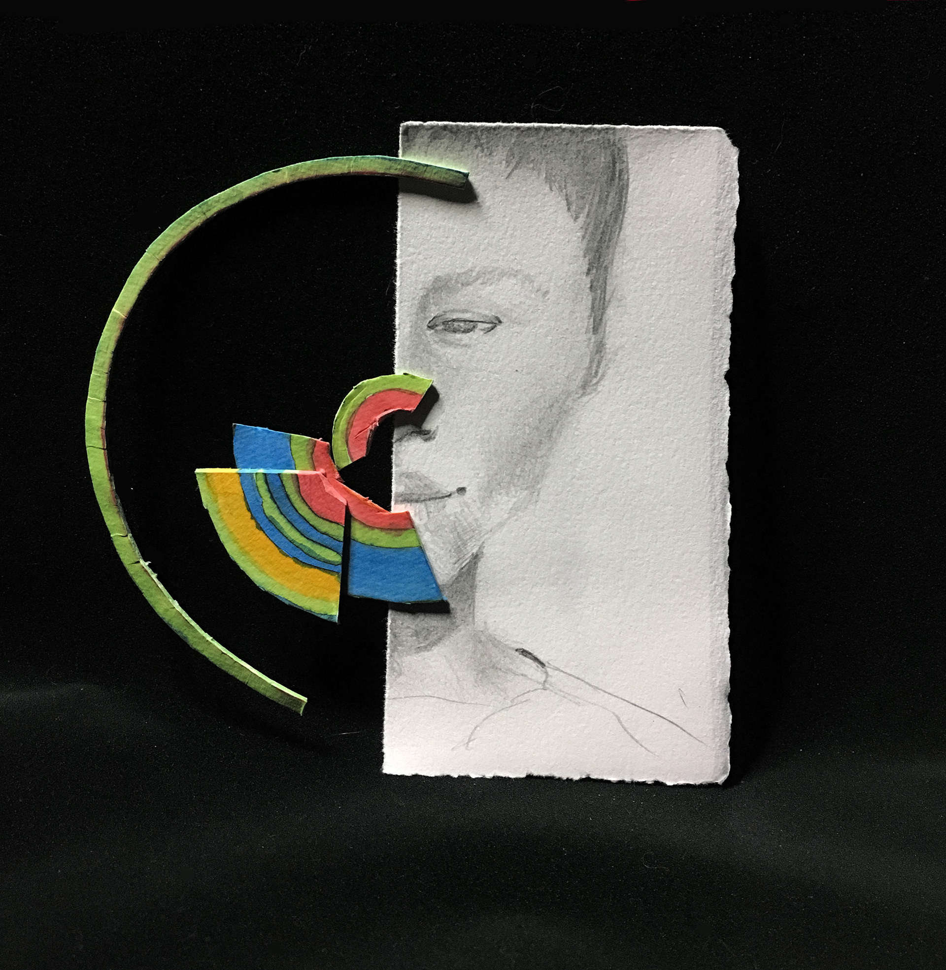 Expect #7, graphite and matboard, 4"x4"