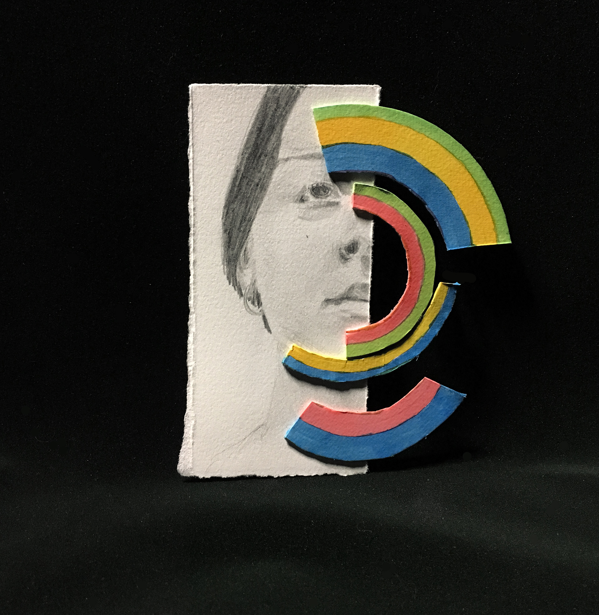 Expect #4, graphite and matboard,  4"x4"