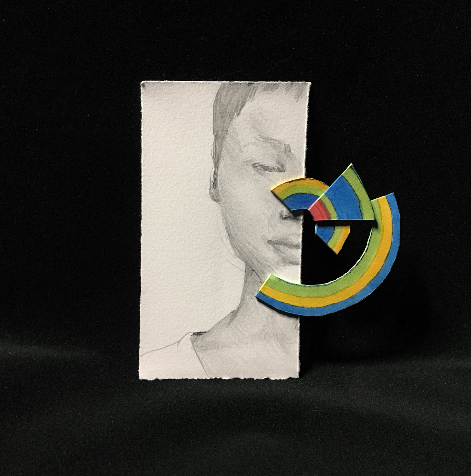 Expect #5, graphite and matboard, 4"x4"