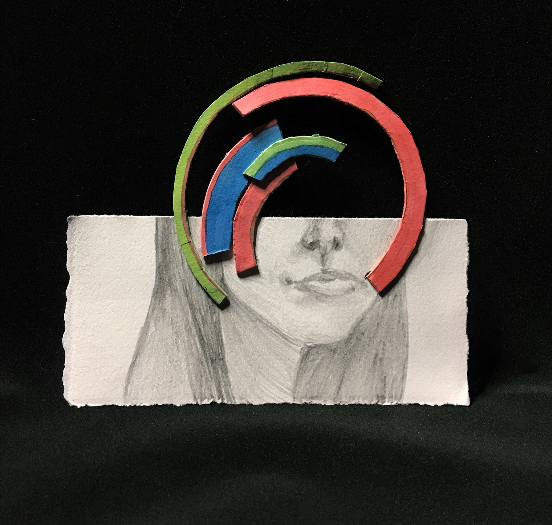 Expect #3, graphite and matboard, 4"x4"