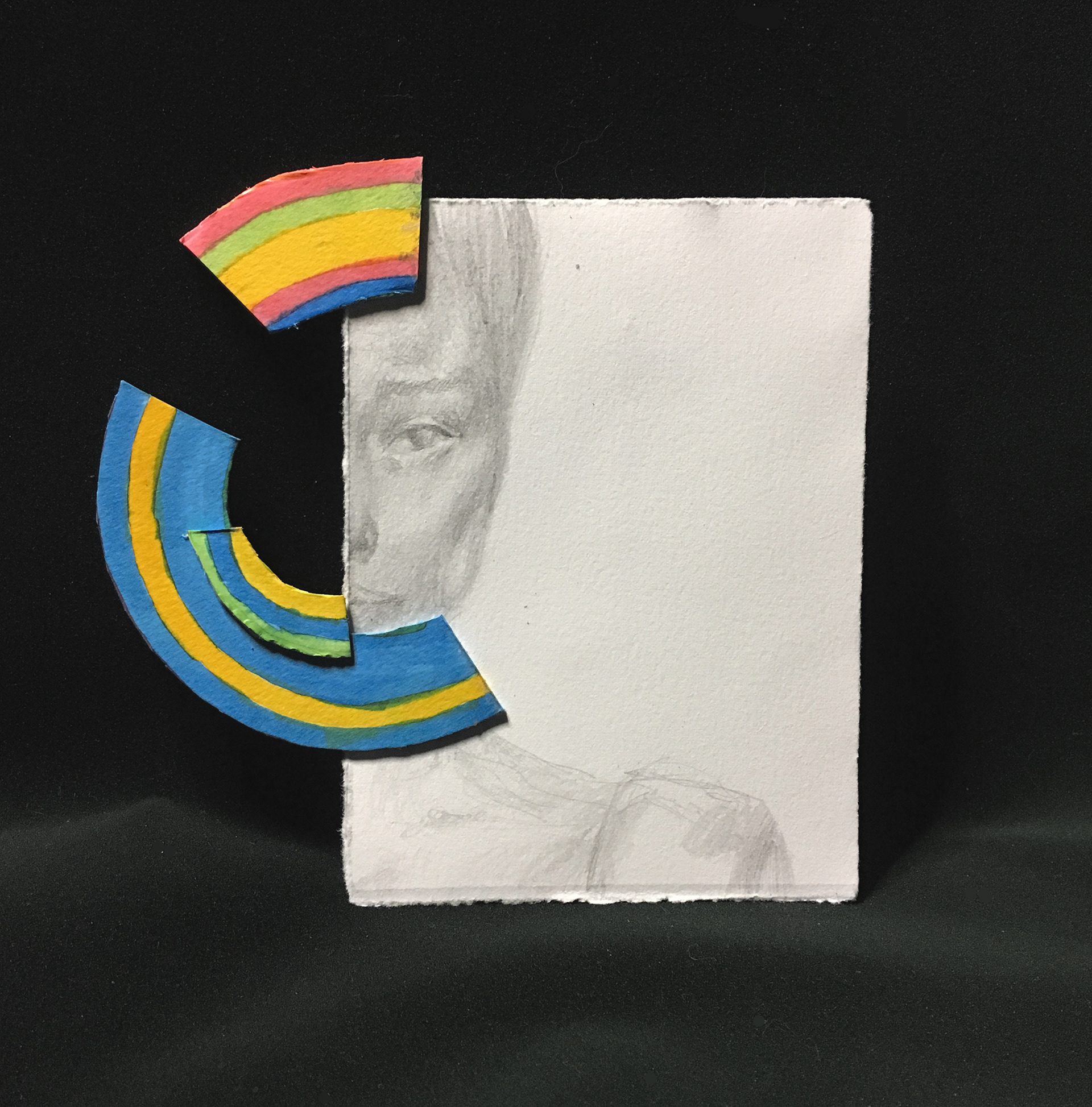 Expect #2, graphite and matboard, 4"x4"