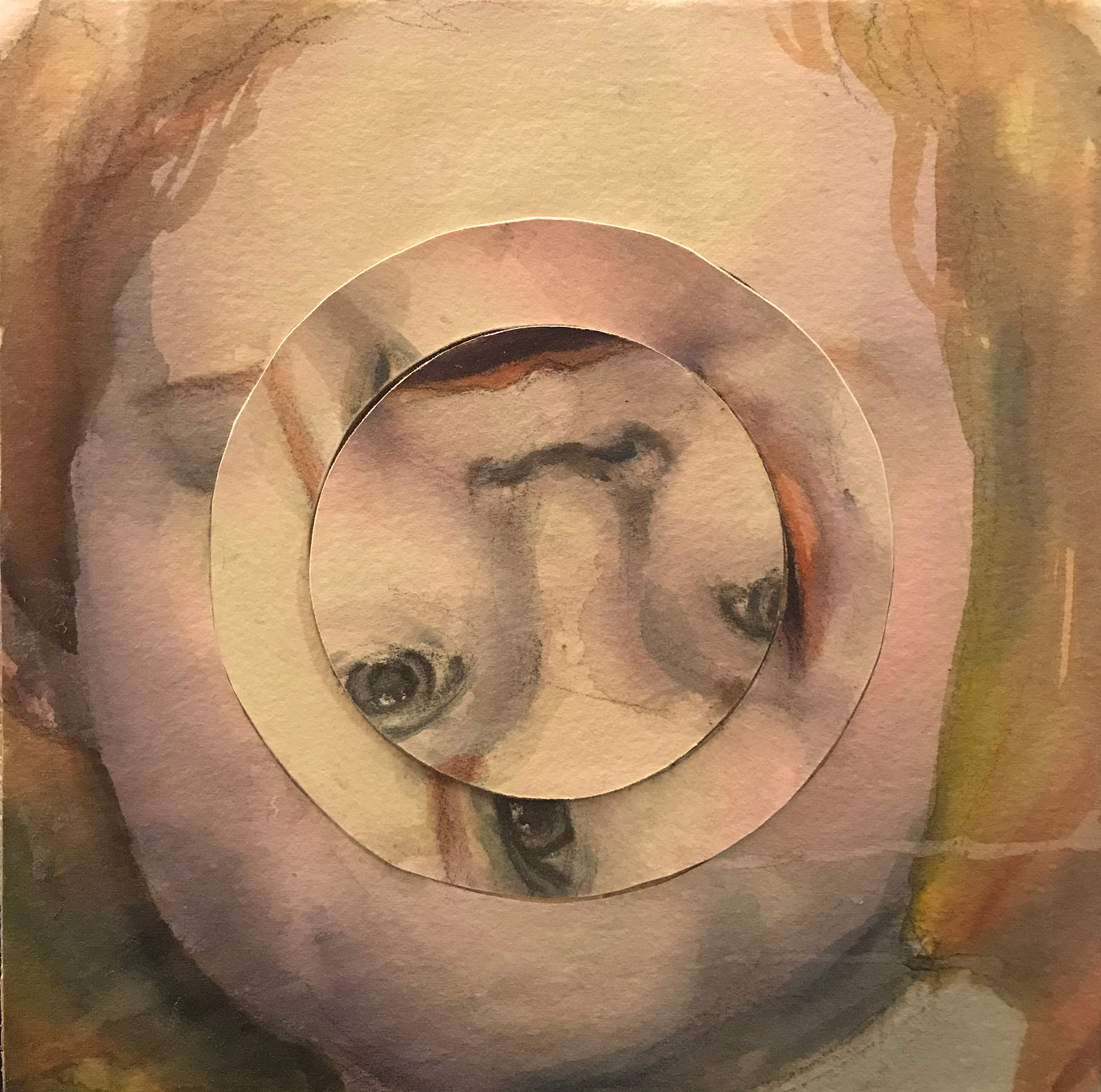 Spin Spun (detail), watercolor, 83" x 7", 2020. Kinetic artwork.