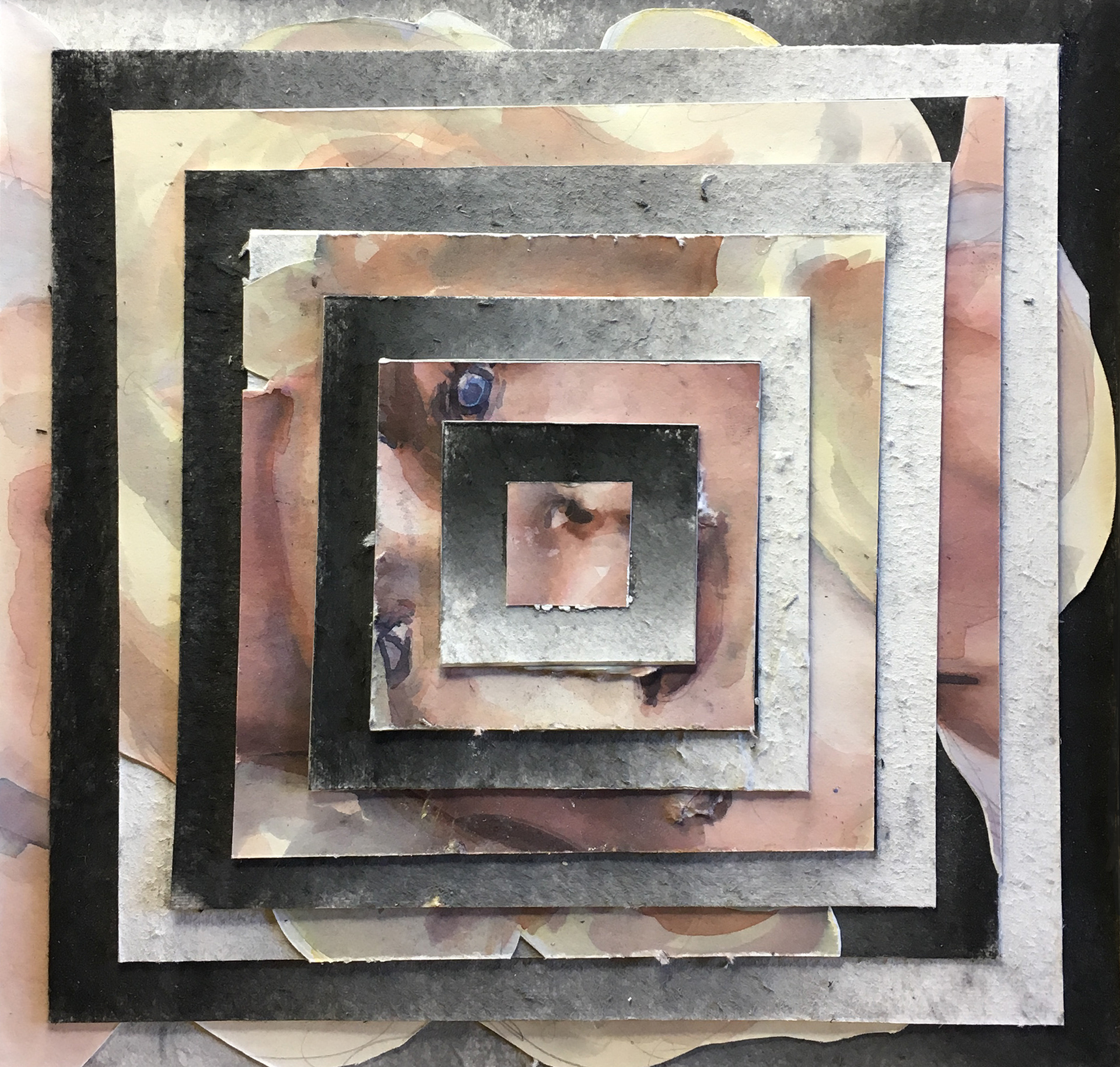 Turn Me #5, chalk, watercolor, matboard 9"x9"
