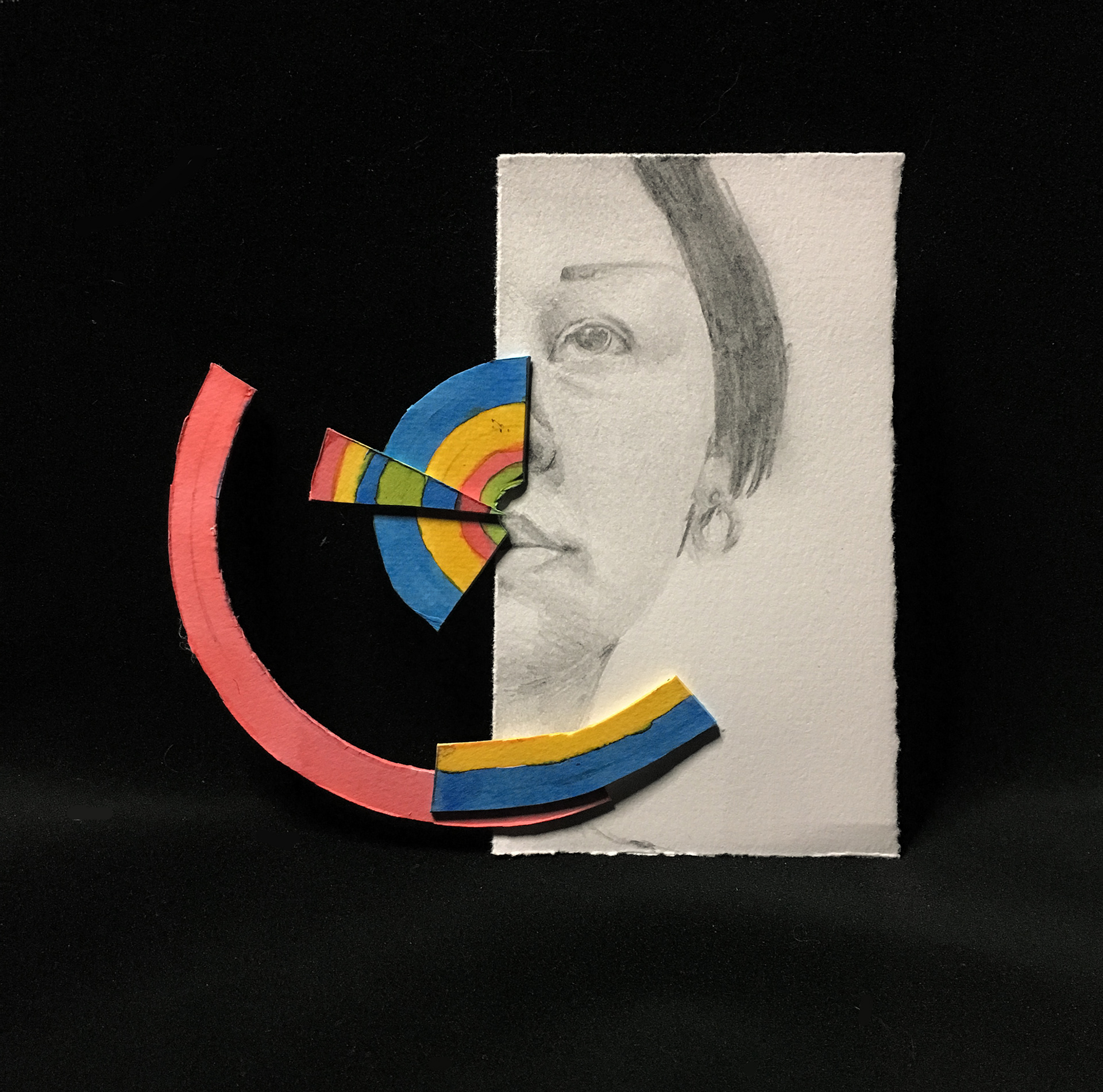 Expect #6, graphite and matboard, 4"x4"