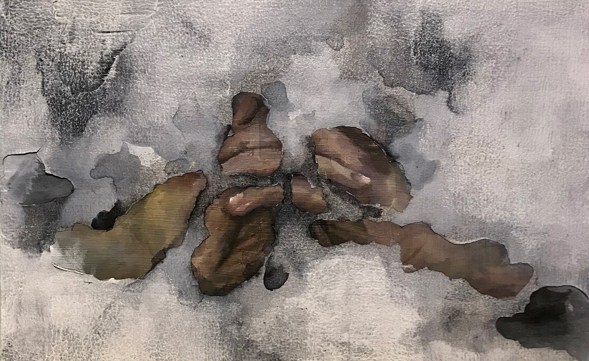 First Impressions 1, mixed media, 13" x 9", 2020.