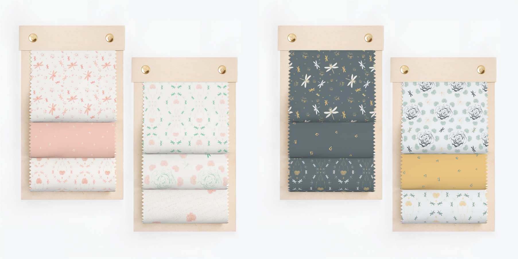 Dragonfly Dreams - Color Swatches in Coral and Midnight Blue