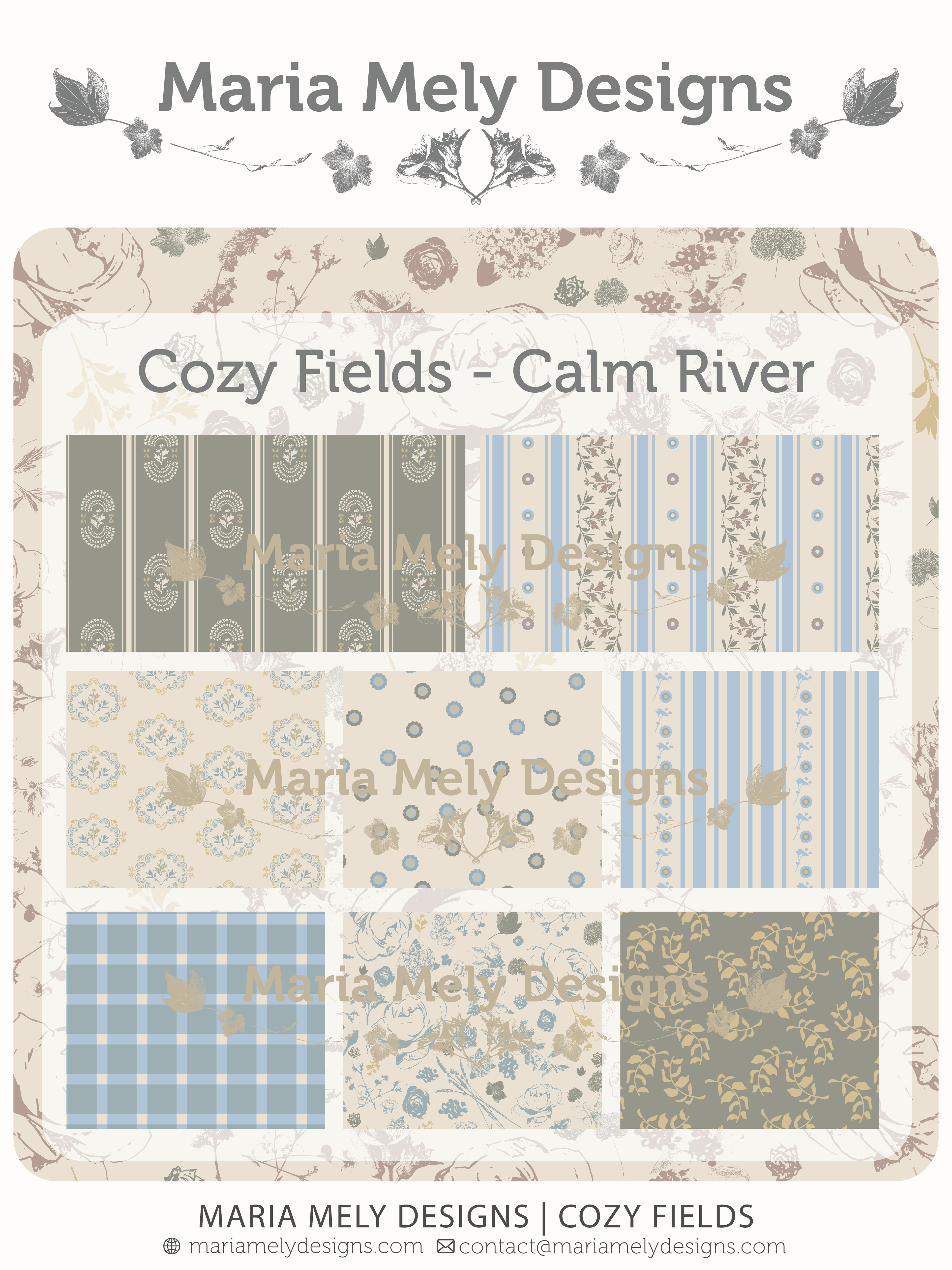 Cozy Fields - Calm River Blue colour way