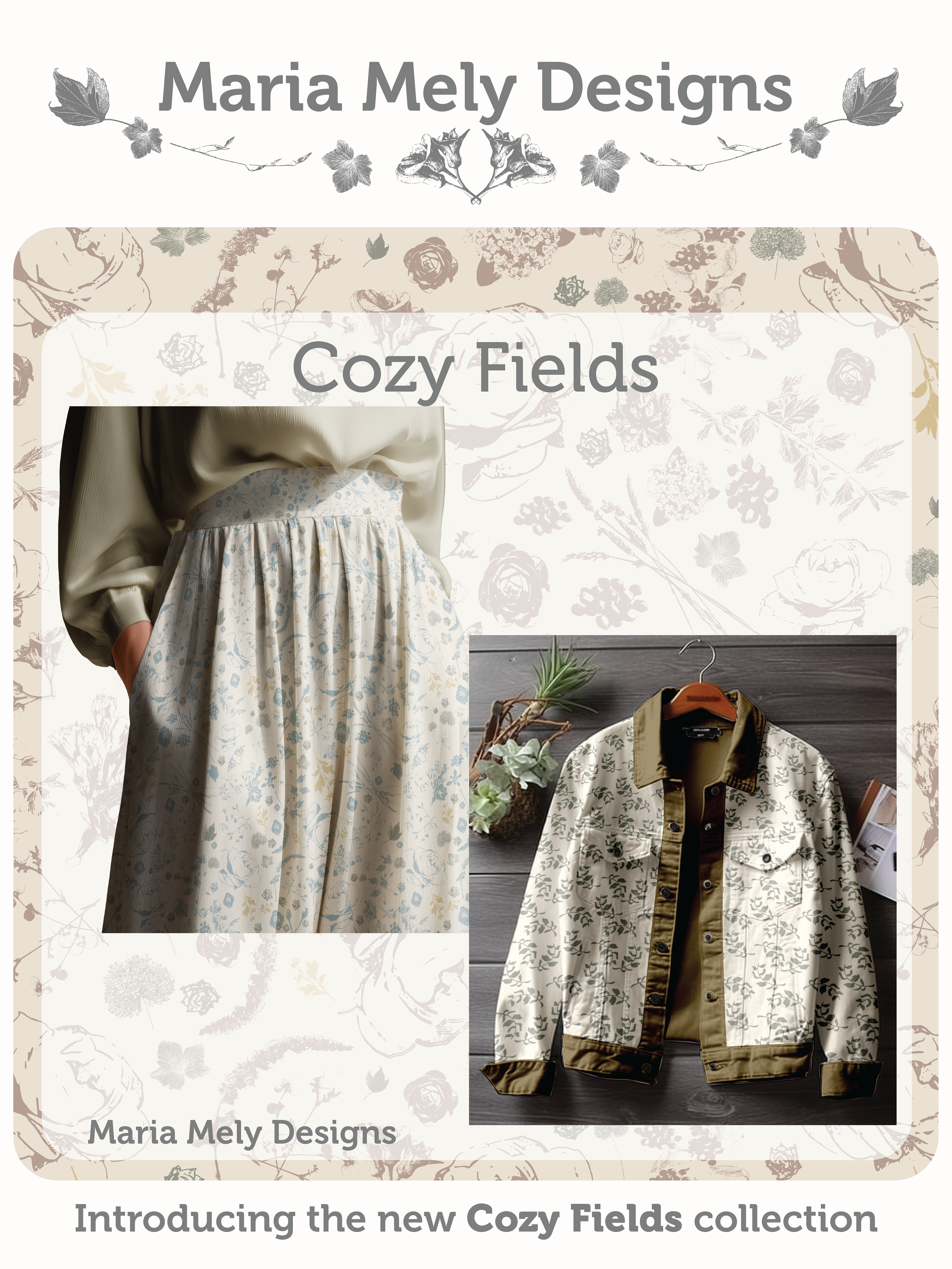 Cozy Fields - Floral Skirt and Denim Jacket