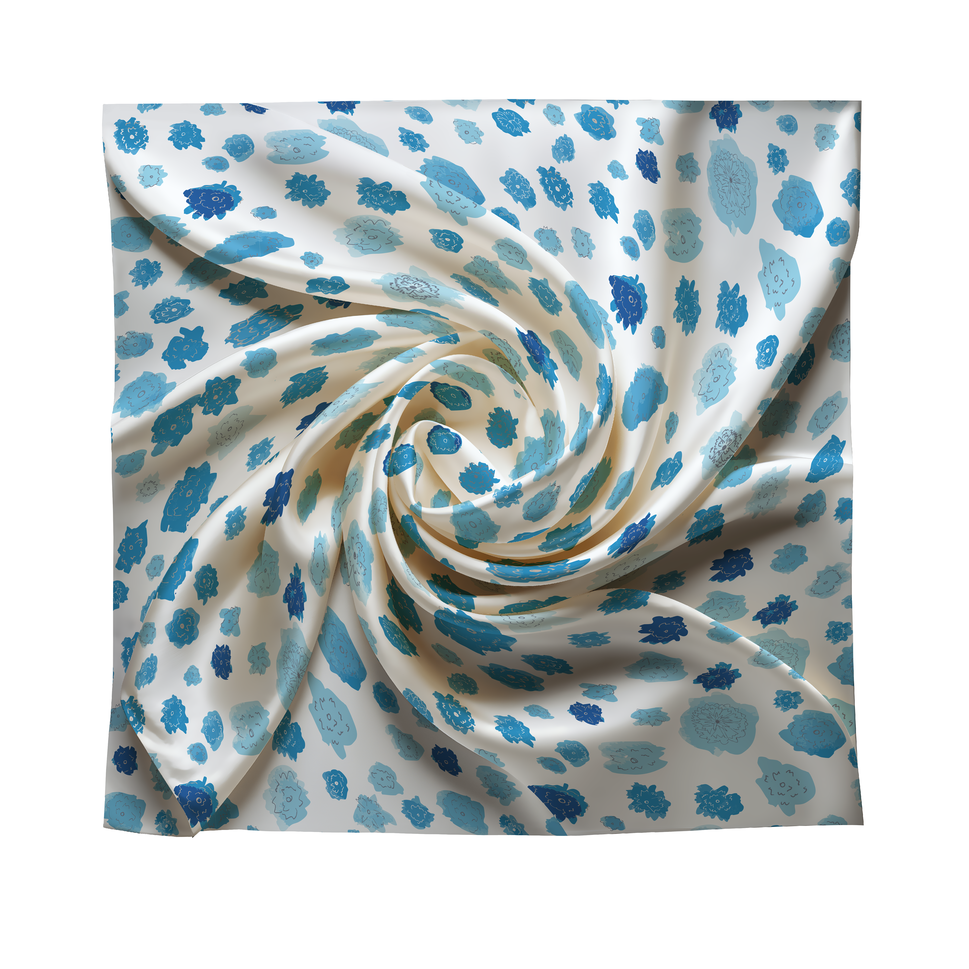 Floral Strokes - Blue Flowers Scarf