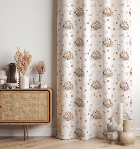 Floral Stokes - Curtain in Reds