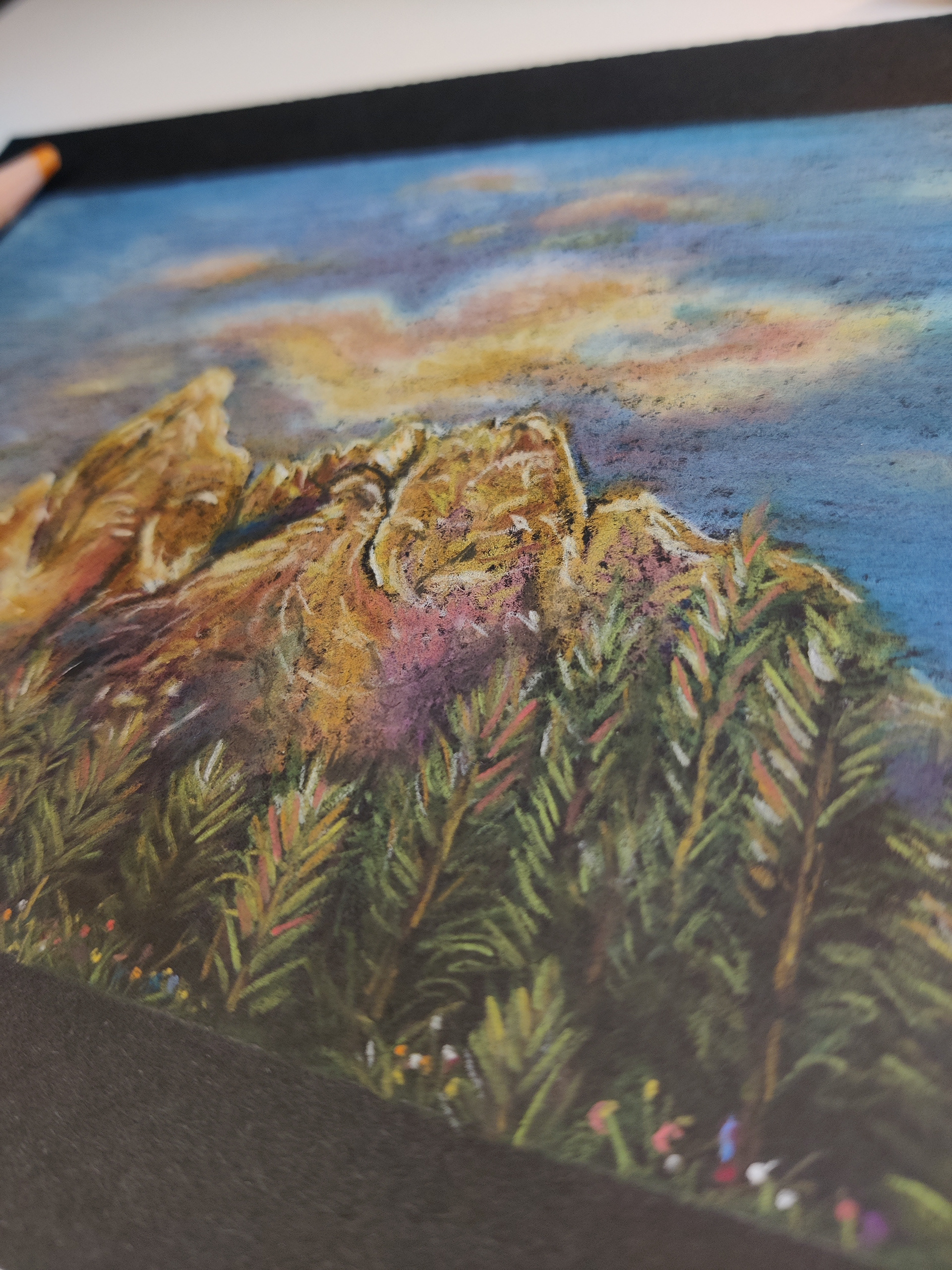 The grand Tetons USA on A5 black paper: close up