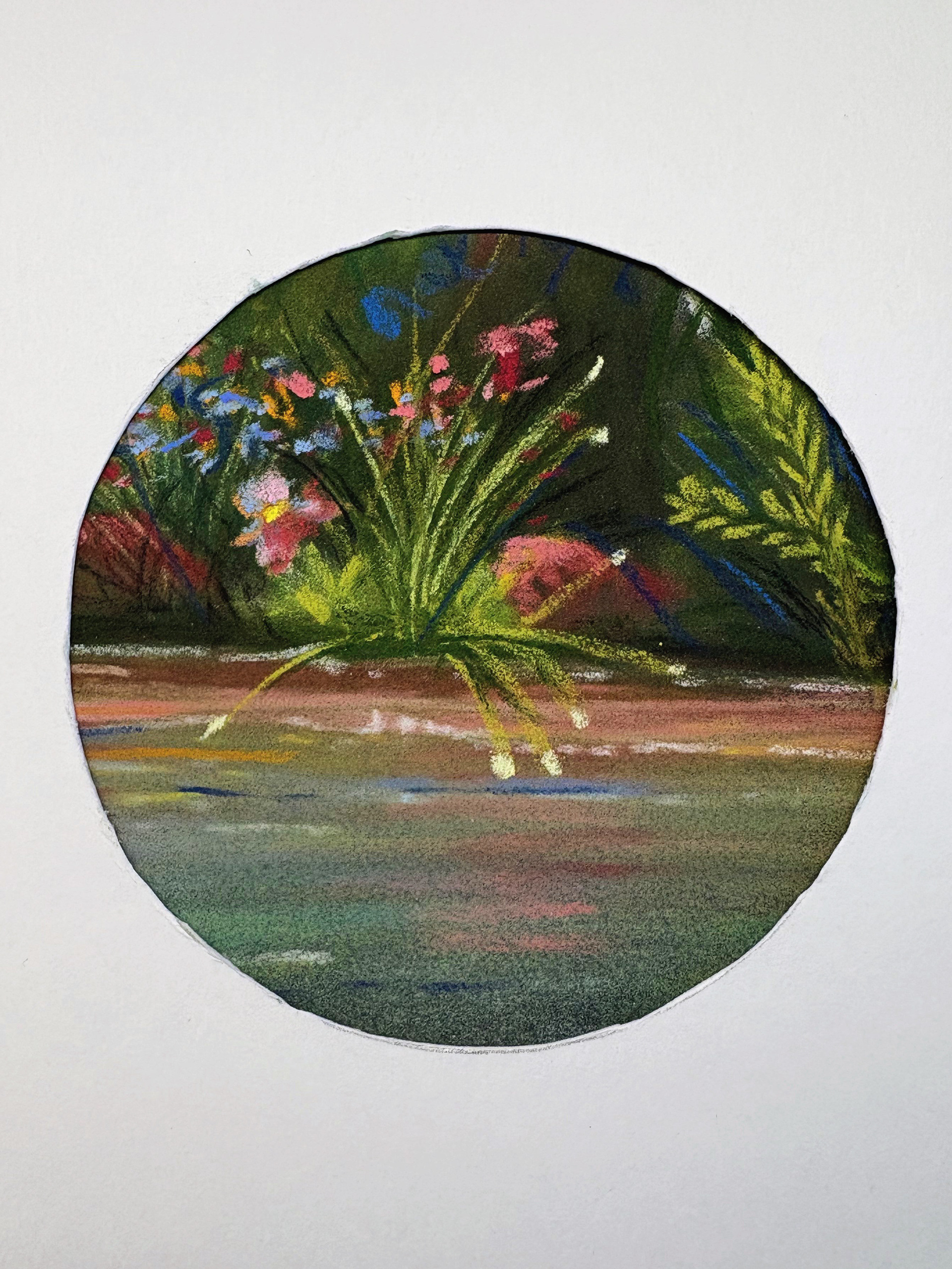 Abstract circle 2: Landscape on 30x40cm dark blue pastelmat using soft pastels #4