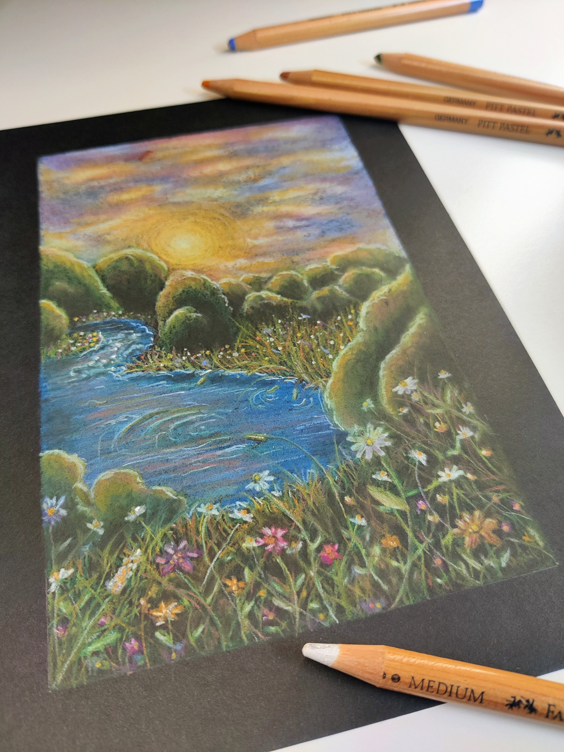 Dreamy midday on A5 black paper