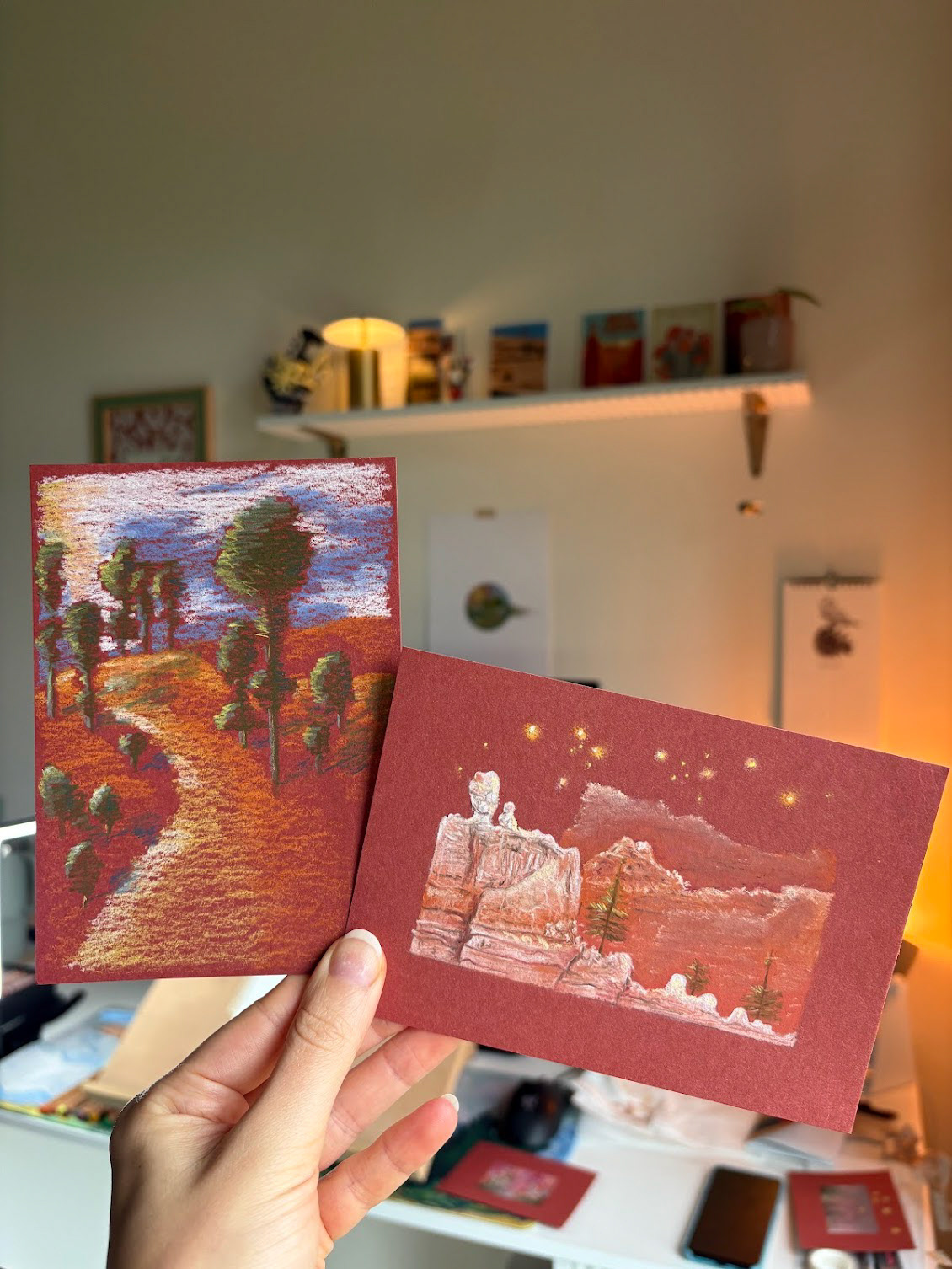 Bryce National Park landscapes on A6 red paper #1