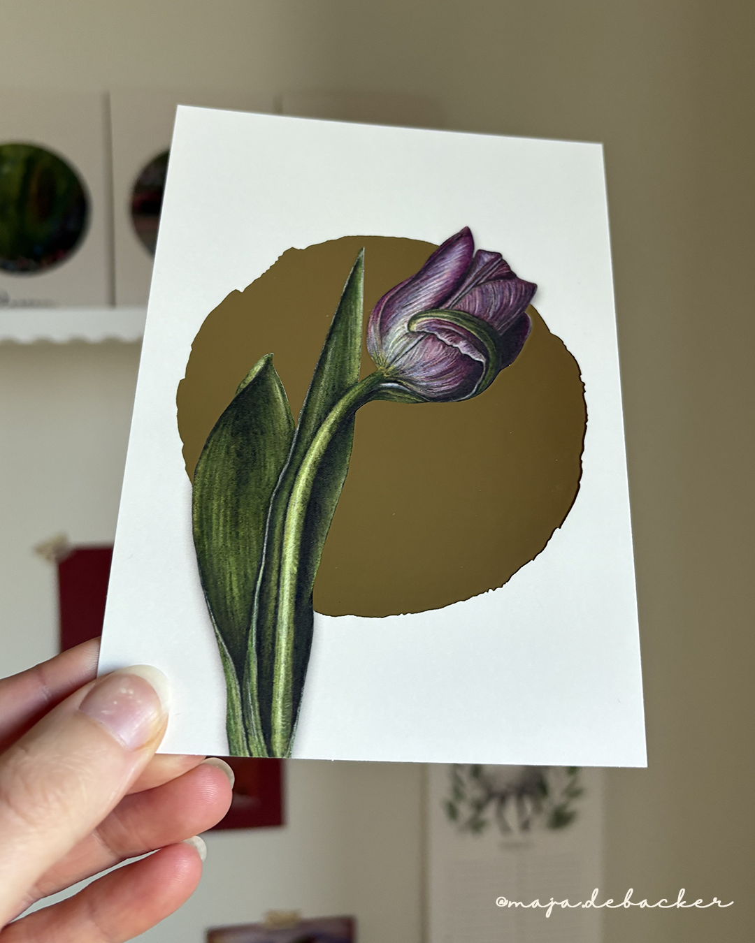 Tulip with golden background (A6)