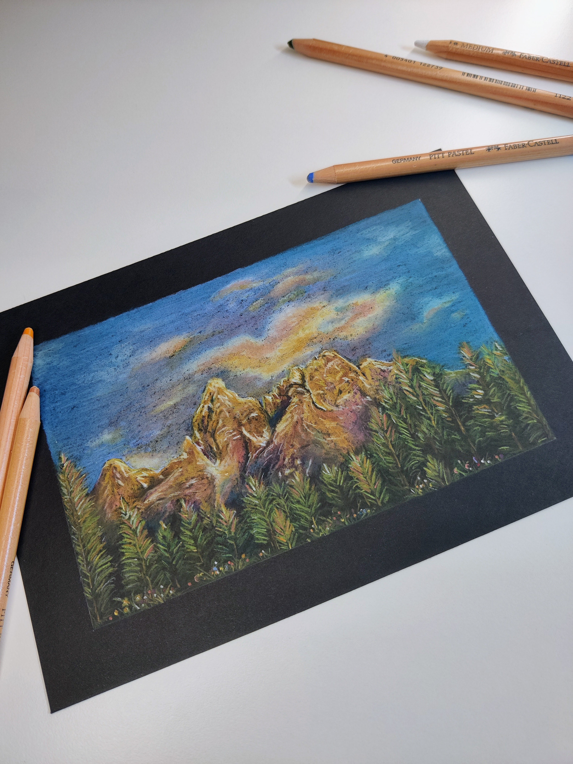 The grand Tetons USA on A5 black paper