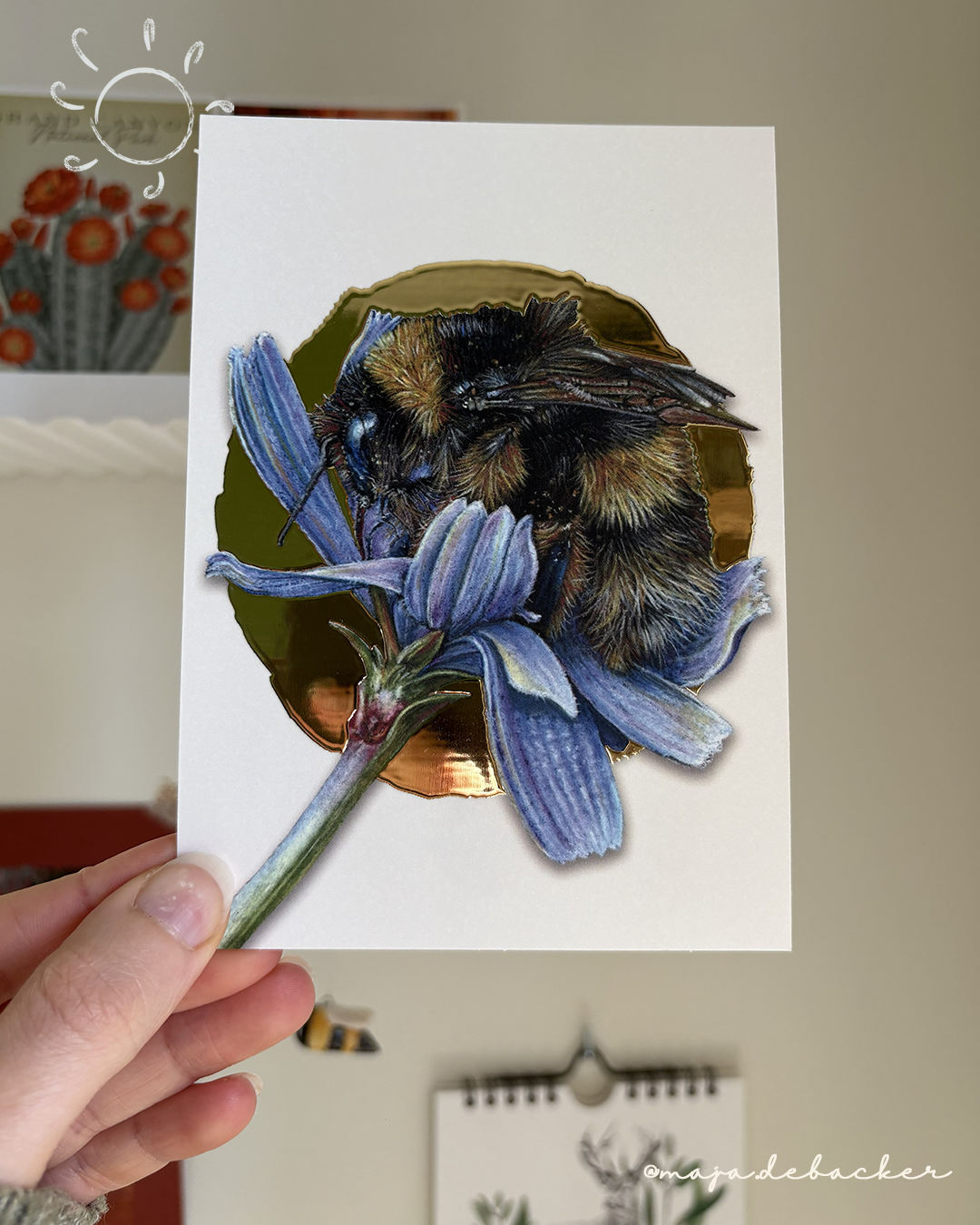 Bumblebee with golden background (A6)
