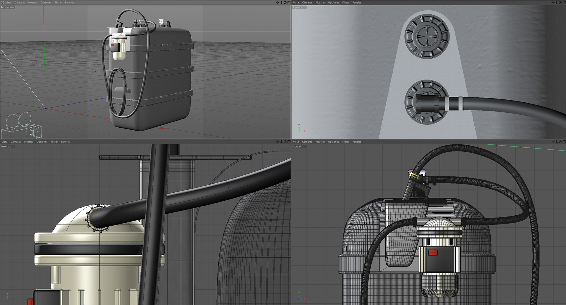 Vistas 3D modelado depósito industrial