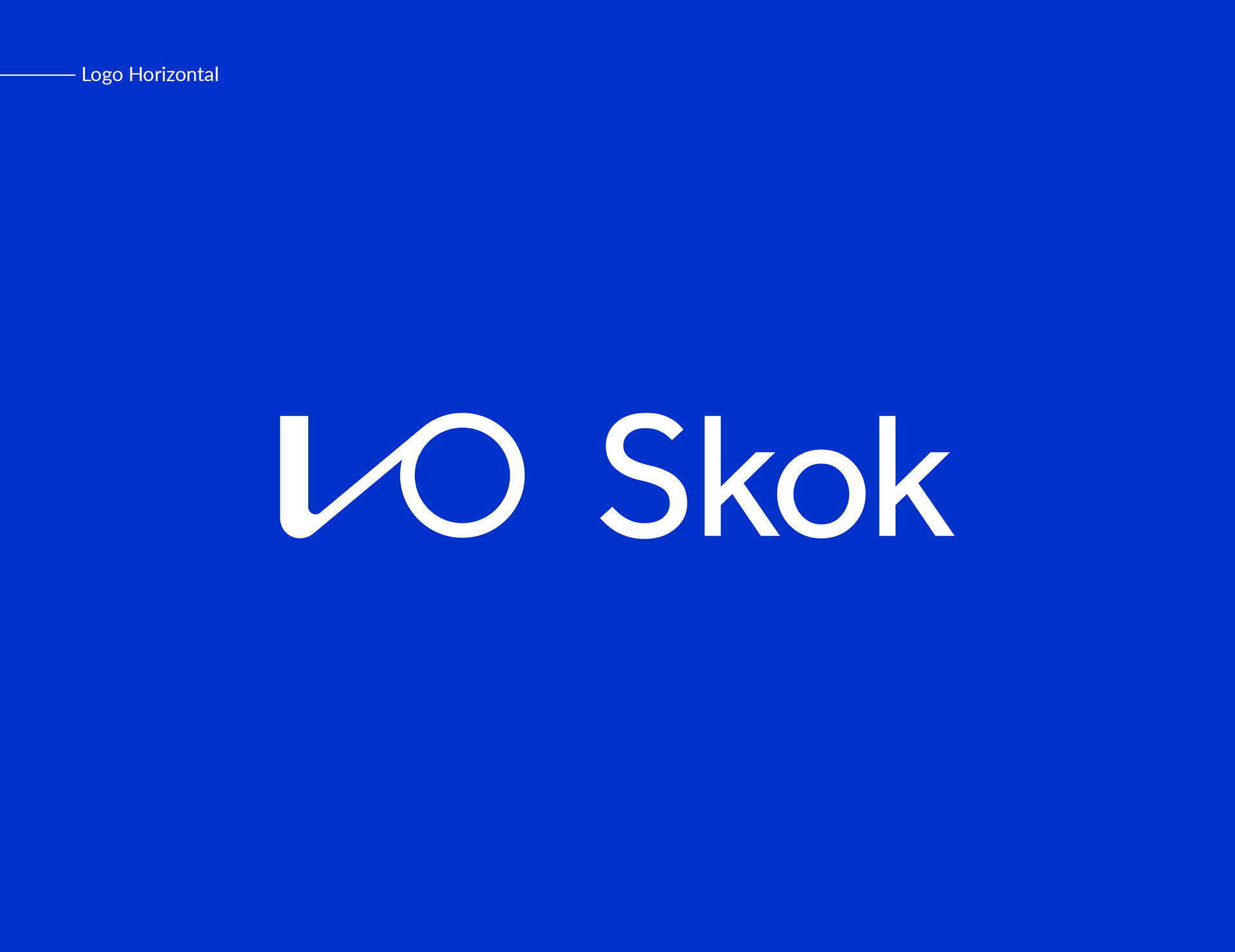 diseño gráfico de versión horizontal en negativo logotipo Skok