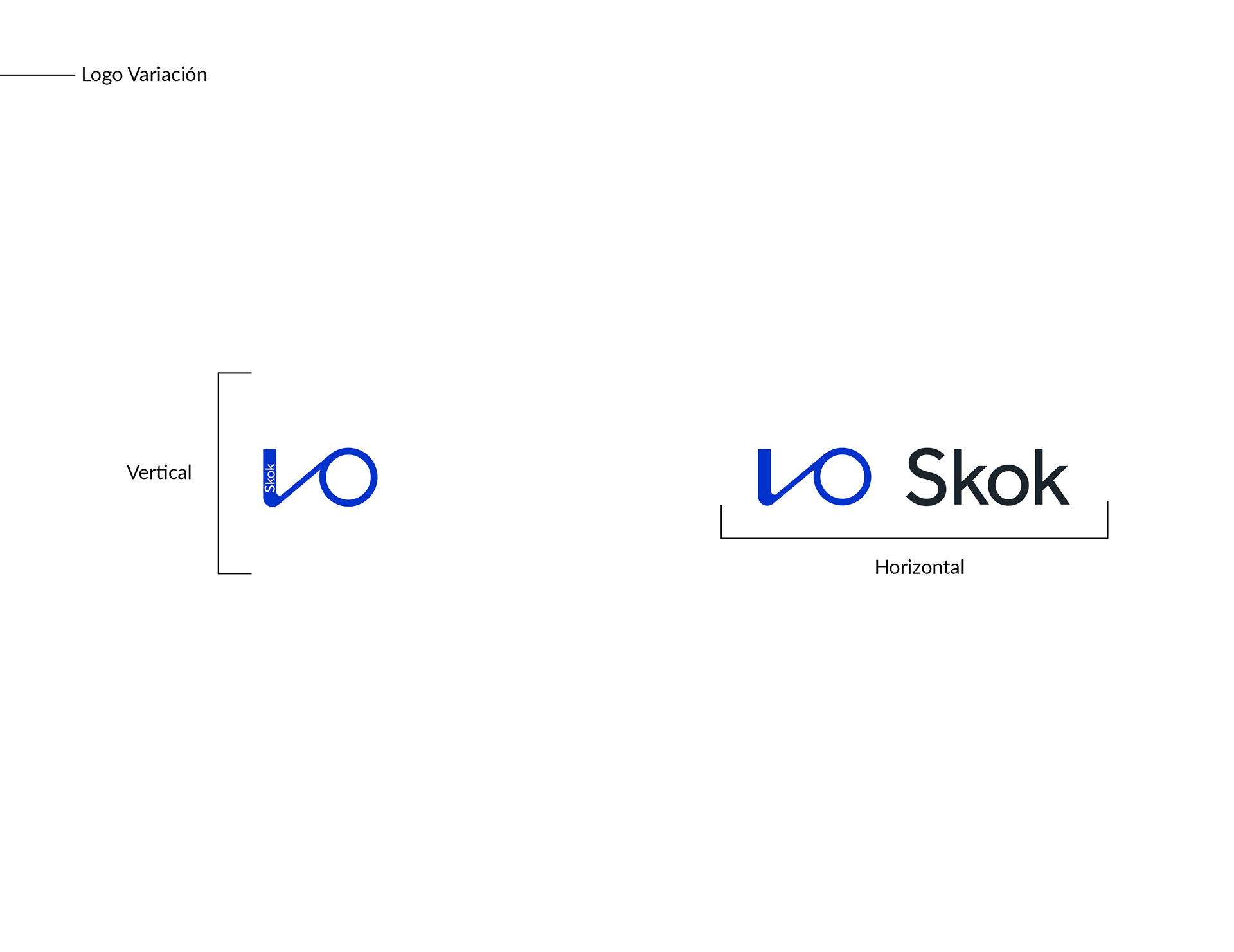 Diseño gráfico versión vertical y horizontal logotipo Skok