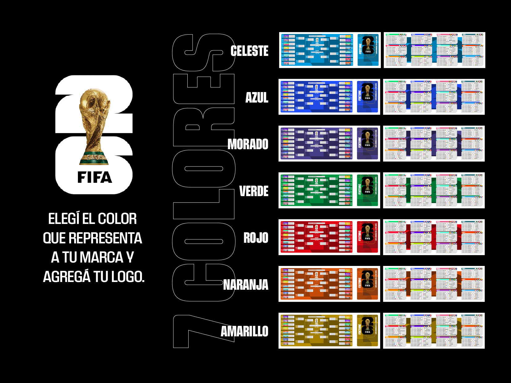Pack Completo 7 Colores Fixture Mundial 2026 Imprimible