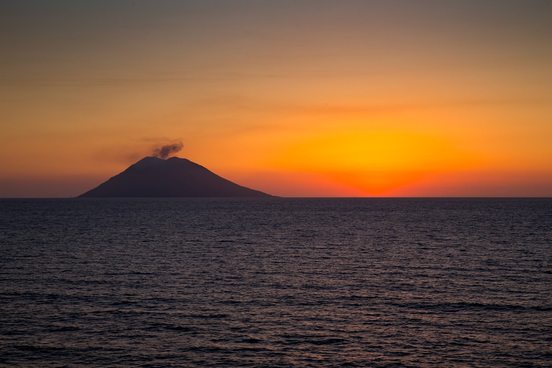 Stromboli, north coast of Sicily, active volcano