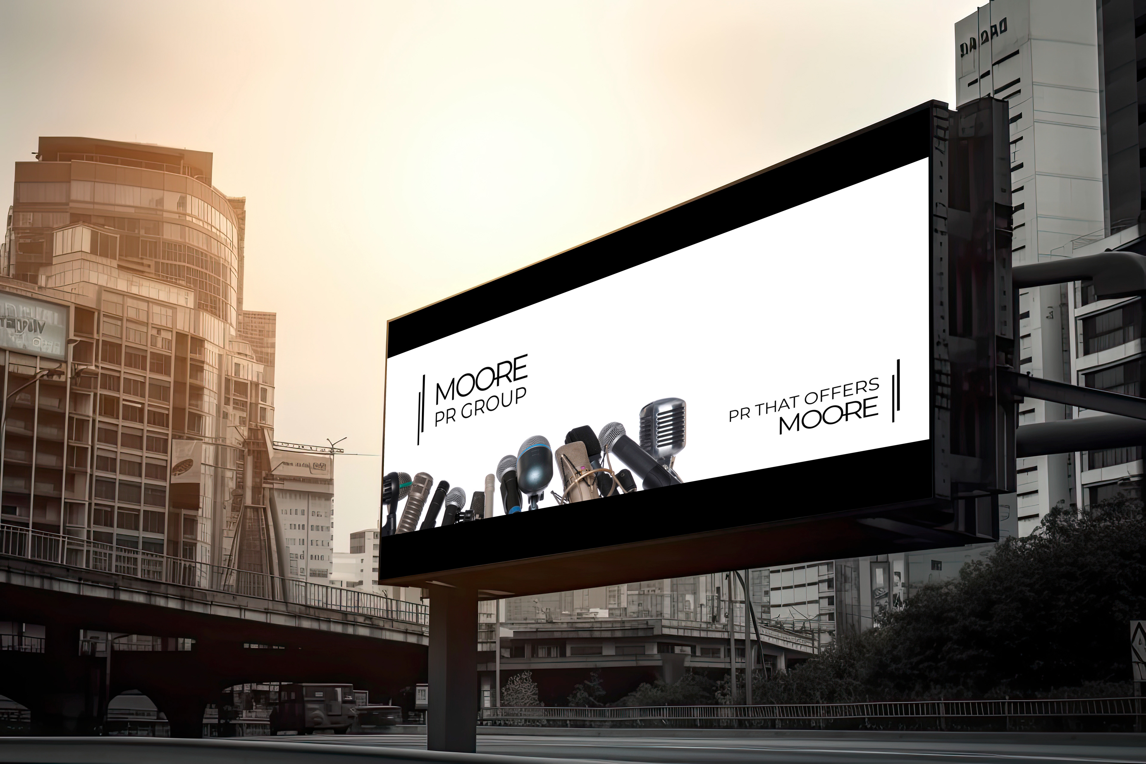 MOORE PR GROUP BILLBOARD/LOGO AND BRANDING CONCEPT