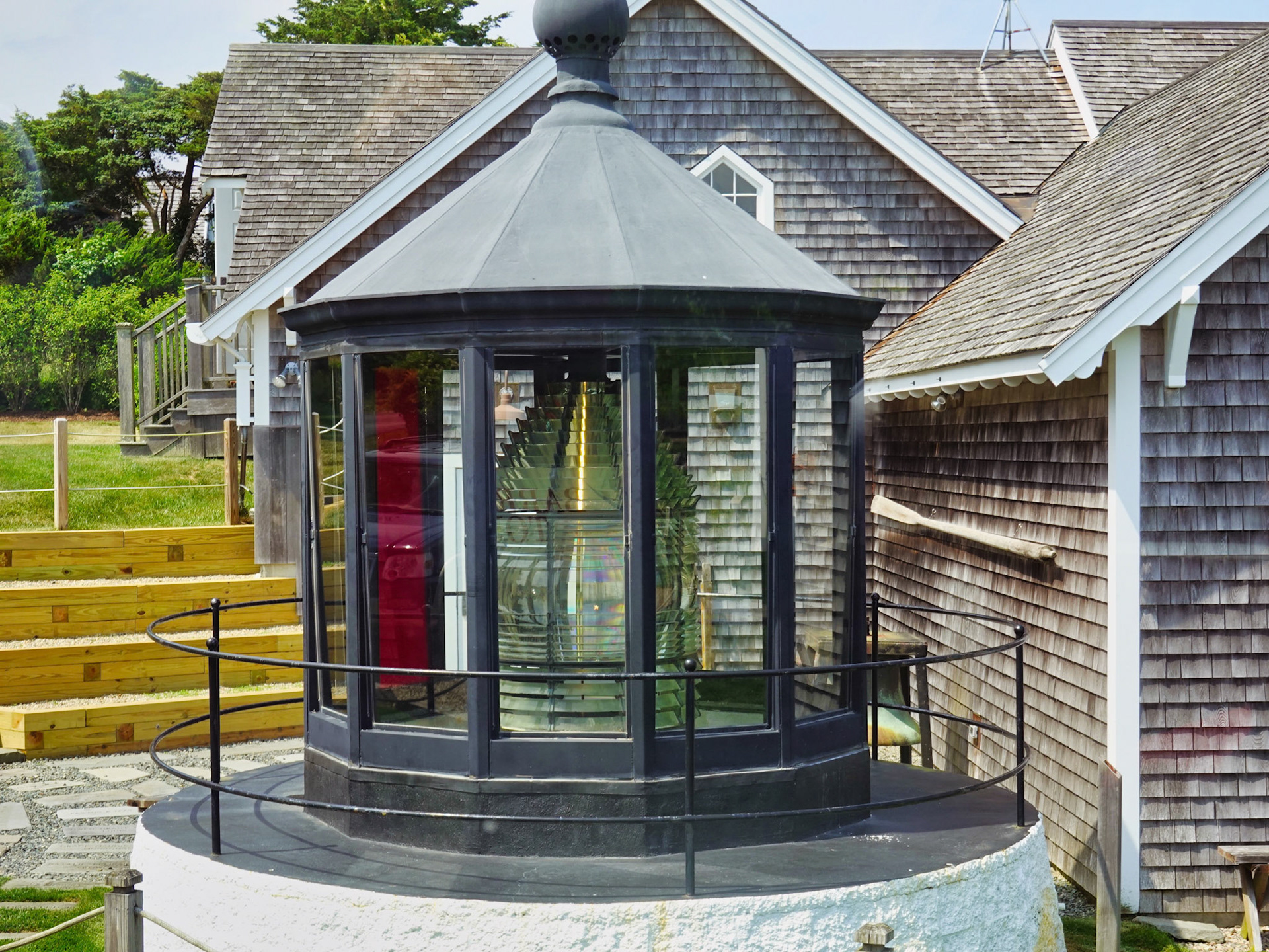 Lighthouse top located at the Maritime Museum on Nantucket. The original light house was destroyed by a hurricane