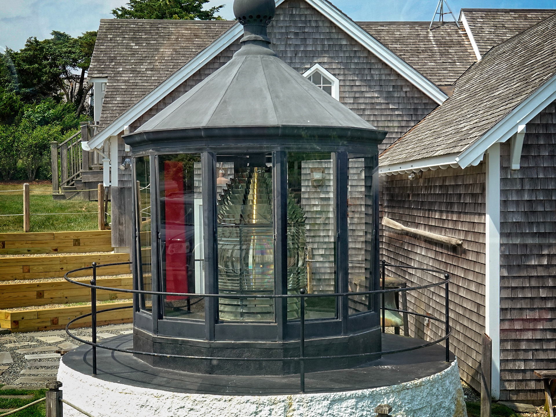 The top of the Great Point Lighthouse. It was saved after the structure fell over in 1984. Located at the Shipwreck and lifesaving Museum on Nantucket