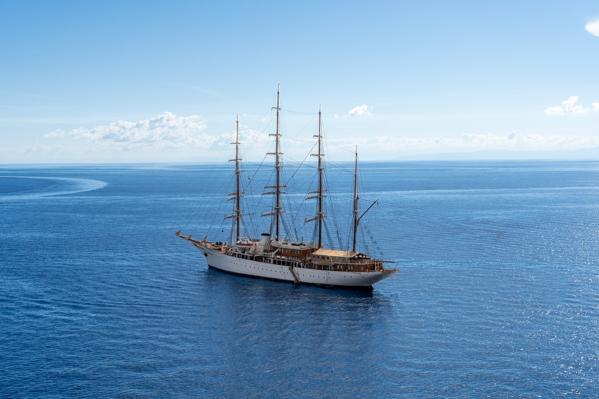 Sea Cloud anchored in Lipari