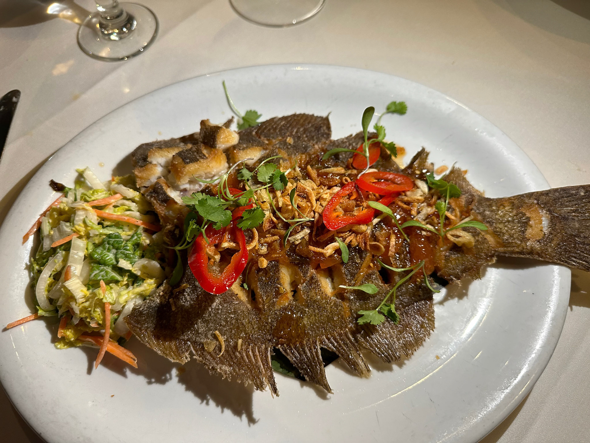 Whole Fried Flounder. Anson Restaurant