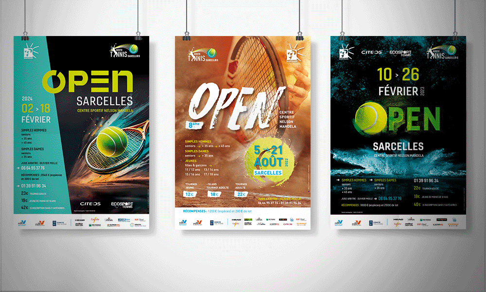Affiches pour L'OPEN DE SARCELLES qui a lieu en hiver et en été