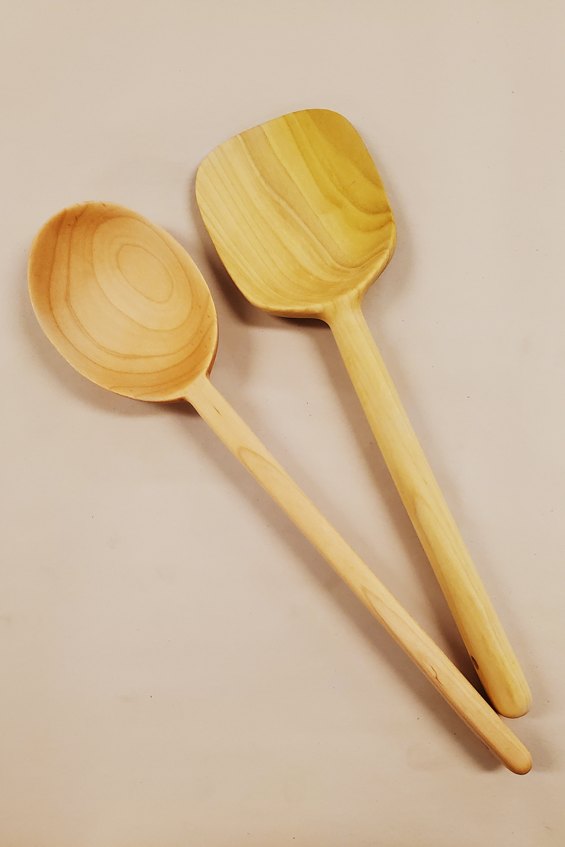 Hand-Carved Utensils, Soft Maple (Left) and Poplar (Right), 2021