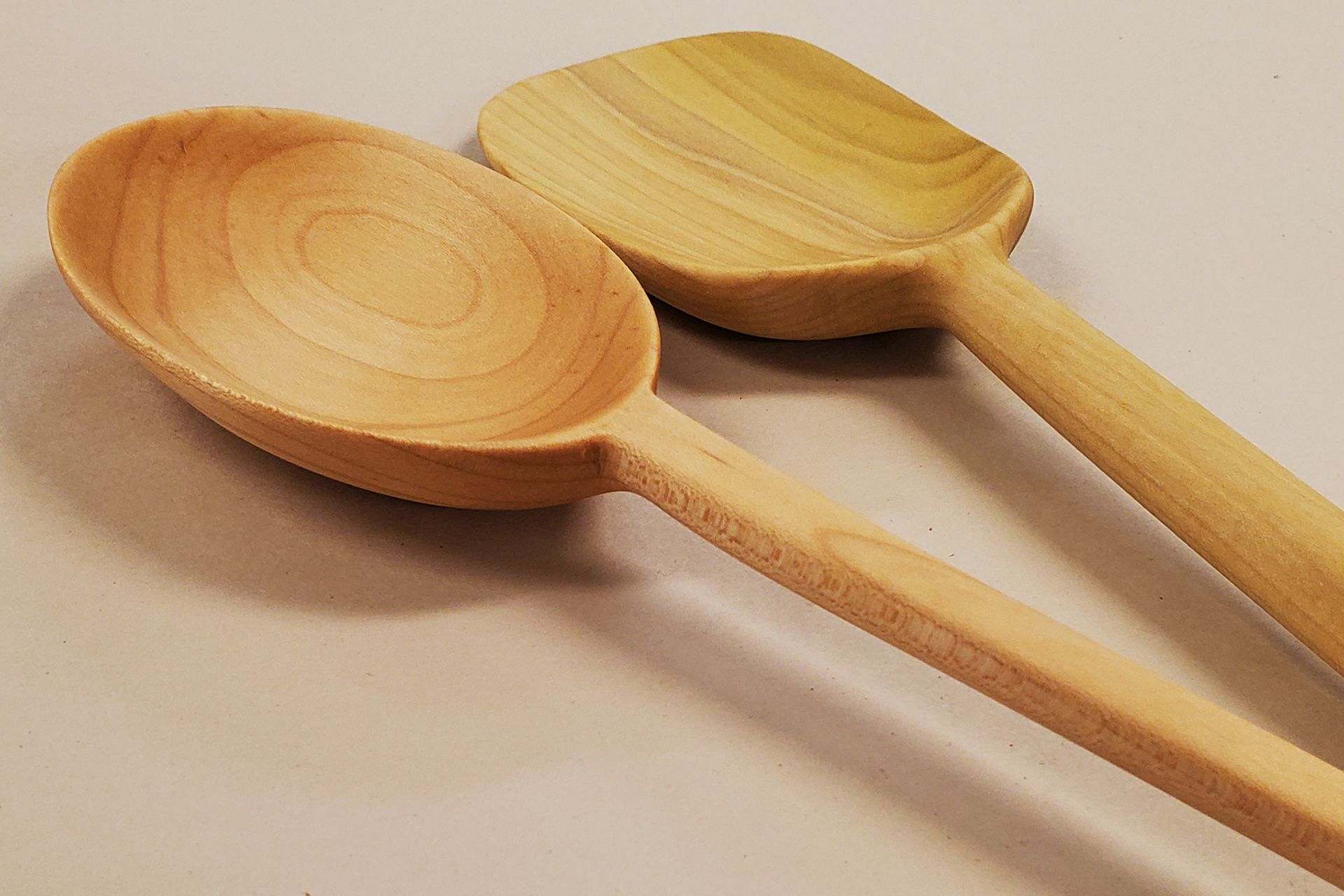 Hand-Carved Utensils, Soft Maple (Left) and Poplar (Right), 2021
