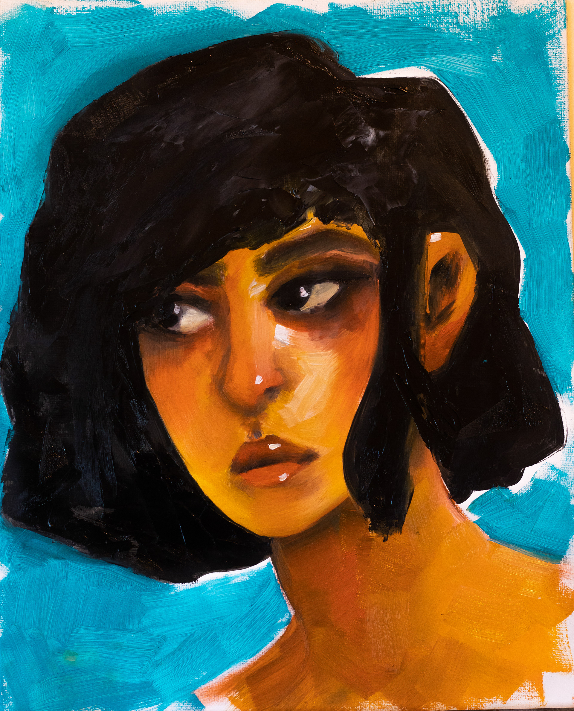 Oil Portrait Sketch, Oil on Canvas Board, 2022