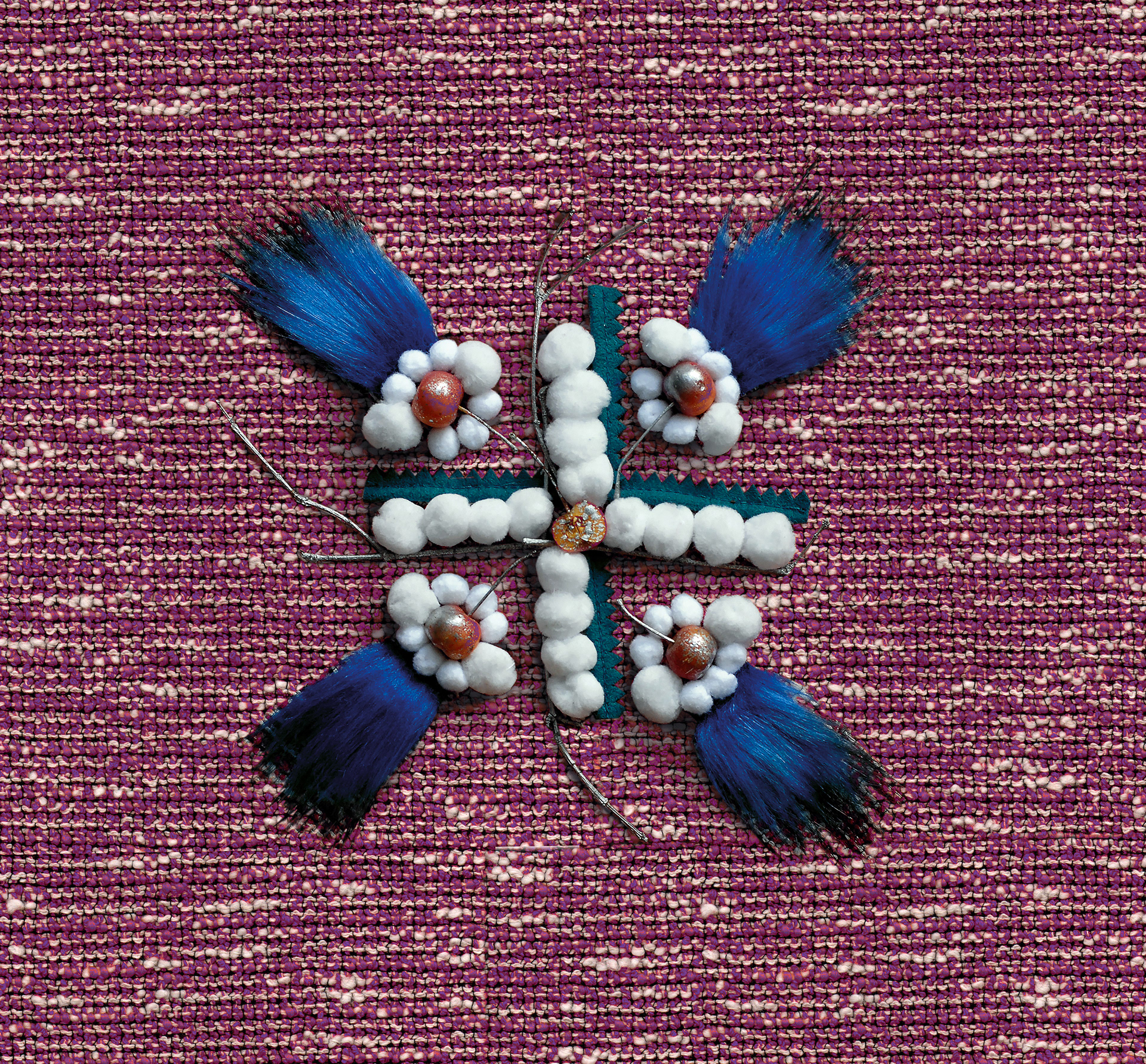 The embroidery based on the Slavic symbol “Field”, dedicated to Mother Earth, was made using natural materials. Dedicated to the Slavic rites of Pagan Russia.