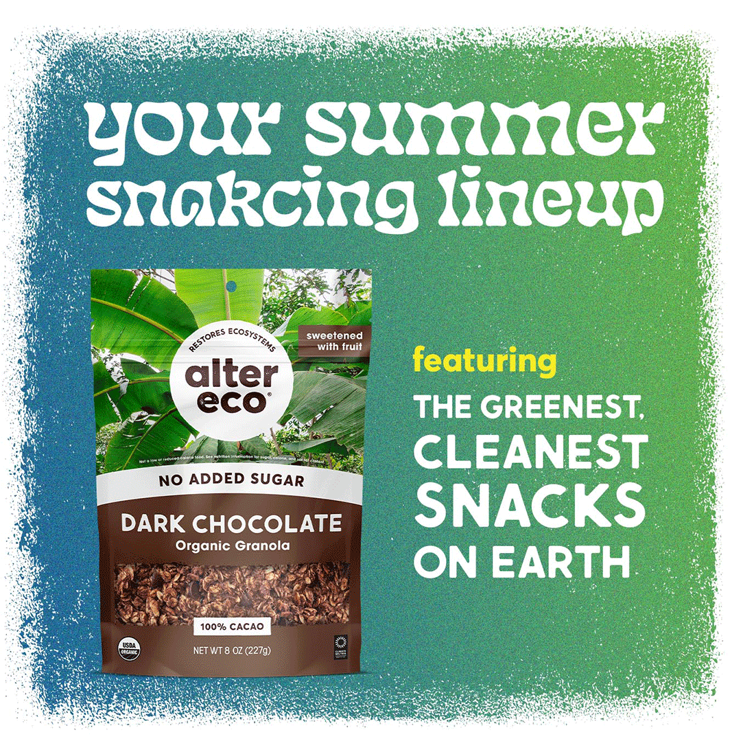 Your all-access pass to a naturally sweet snacking lineup, all at home sweet home.💚  Show up for the planet with Alter Eco no-sugar-added Granola! Now at Whole Foods, Natural Grocers and Thrive Market!