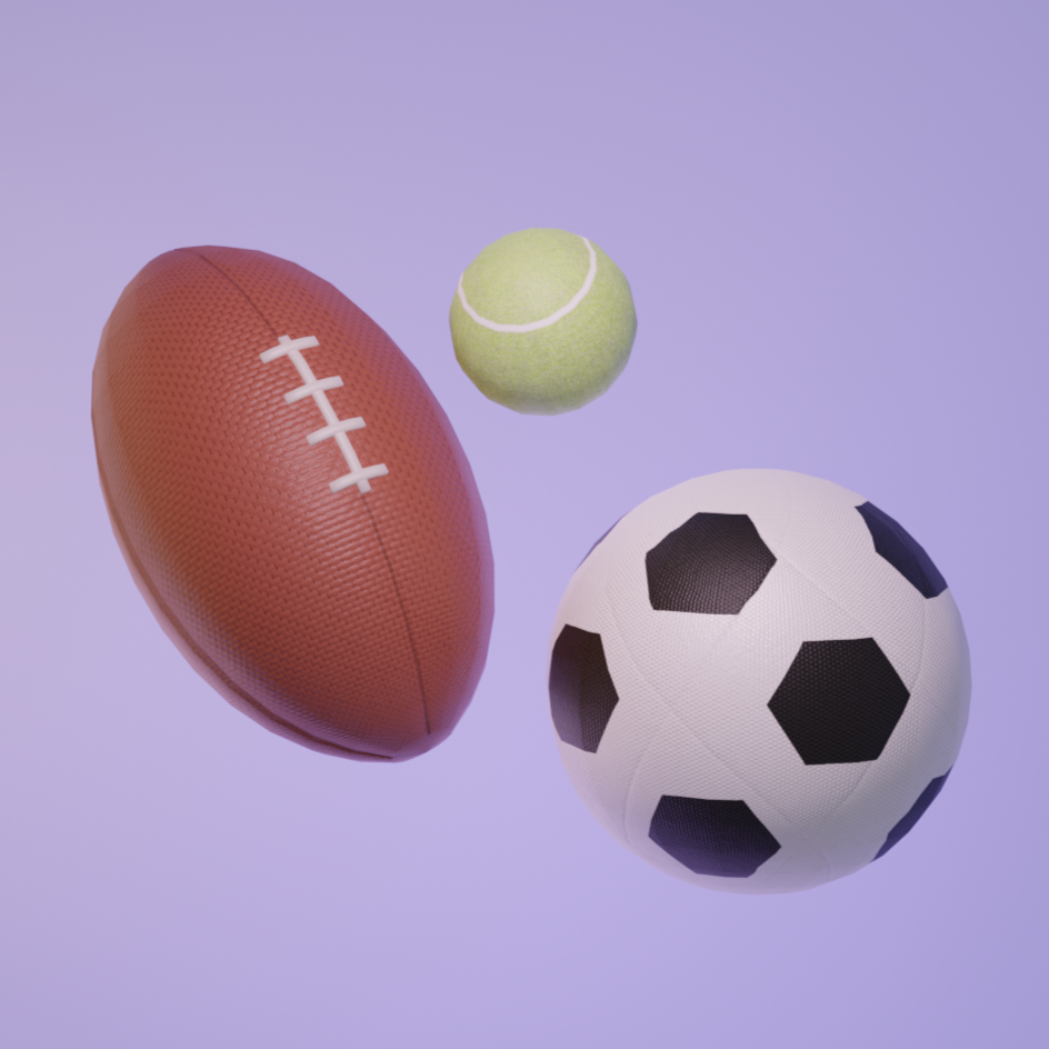 Football, Tennis Ball, and Soccer Ball Models for “Grouping With Sketchy” (c) WHIZKID GAMES