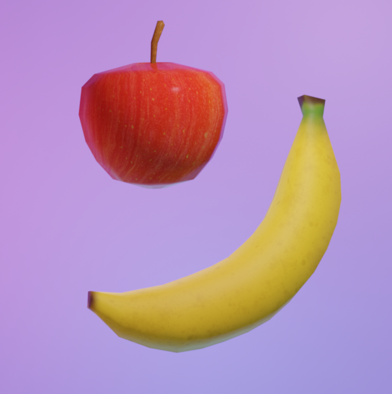 Apple and Banana Models for “Grouping With Sketchy” (c) WHIZKID GAMES