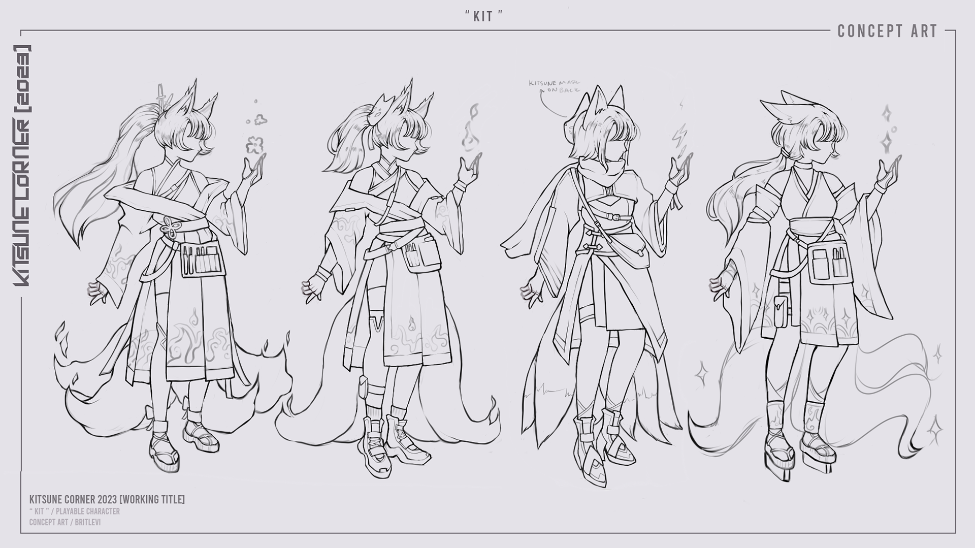 "Kit" Playable Character Concept Art for KITSUNETIC (2023)